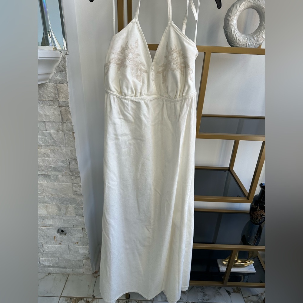 Robert Rodriguez Cream Cotton Halter Dress